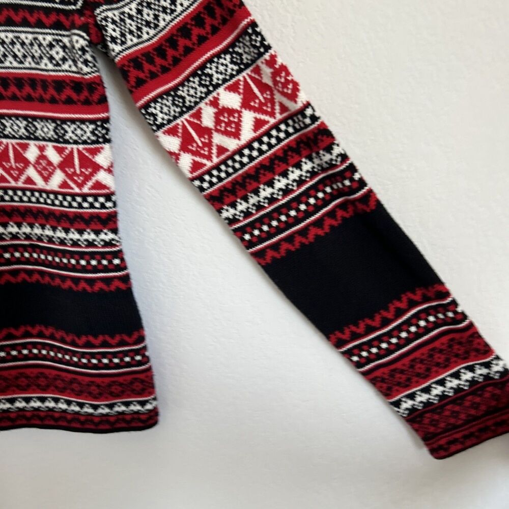 Pendleton Sweater Retro Black/Red/White Knit Cotton Southwestern Aztec Sz M - Picture 3 of 10
